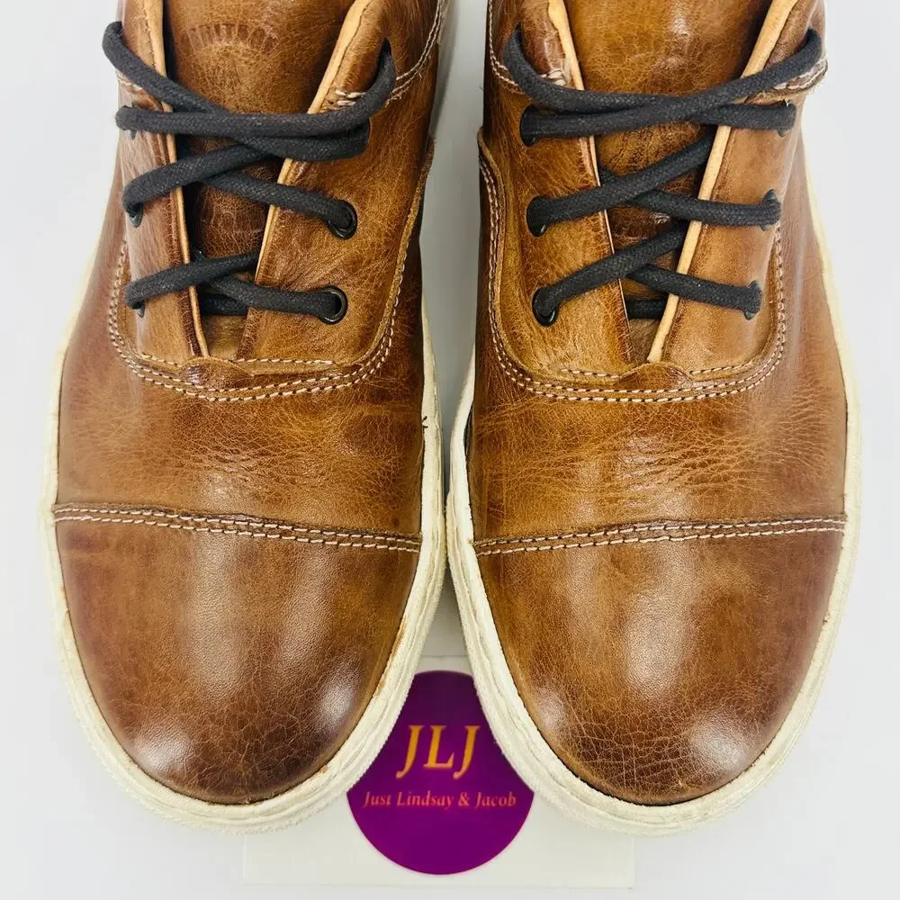 Bed Stu Womens Holly Tan Rustic Leather Lace Up Low Top Casual Sneakers Size 7.5